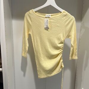 Vintage Y2K Michael Stars Yellow Ruched 3/4 Sleeve Blouse NWT!